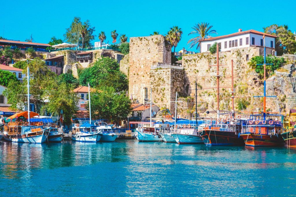 Antalya Old Town and Mediterranean coast in Turkey